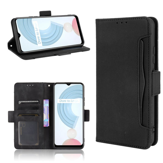 For OPPO Realme C21 Skin Feel Calf Pattern Horizontal Flip Leather Case with Holder & Card Slots & Photo Frame(Black) - Realme Cases by buy2fix | Online Shopping UK | buy2fix