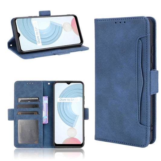 For OPPO Realme C21 Skin Feel Calf Pattern Horizontal Flip Leather Case with Holder & Card Slots & Photo Frame(Blue) - Realme Cases by buy2fix | Online Shopping UK | buy2fix