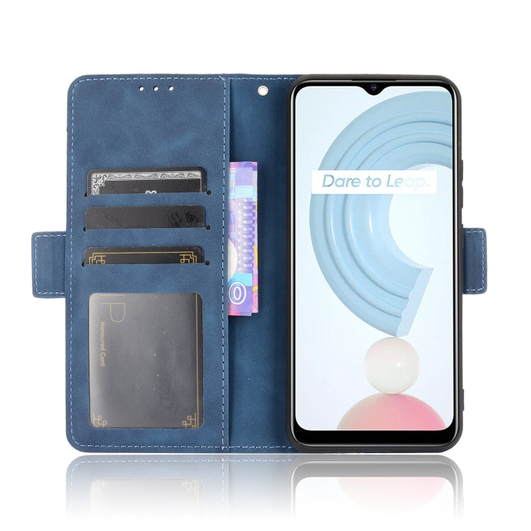 For OPPO Realme C21 Skin Feel Calf Pattern Horizontal Flip Leather Case with Holder & Card Slots & Photo Frame(Blue) - Realme Cases by buy2fix | Online Shopping UK | buy2fix