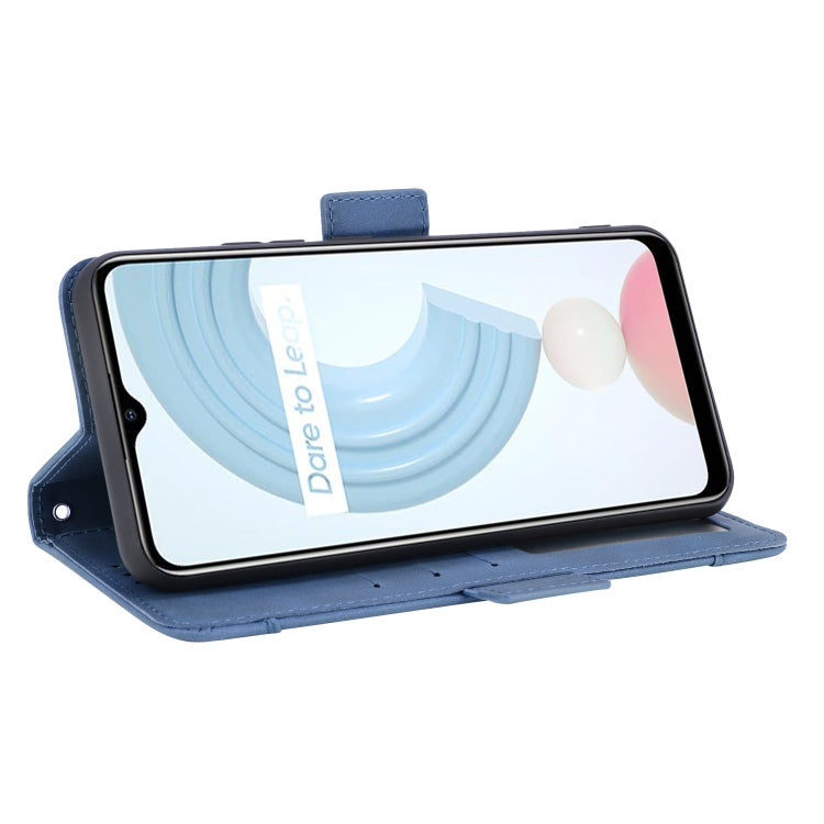 For OPPO Realme C21 Skin Feel Calf Pattern Horizontal Flip Leather Case with Holder & Card Slots & Photo Frame(Blue) - Realme Cases by buy2fix | Online Shopping UK | buy2fix