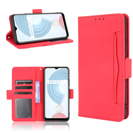 For OPPO Realme C21 Skin Feel Calf Pattern Horizontal Flip Leather Case with Holder & Card Slots & Photo Frame(Red) - Realme Cases by buy2fix | Online Shopping UK | buy2fix