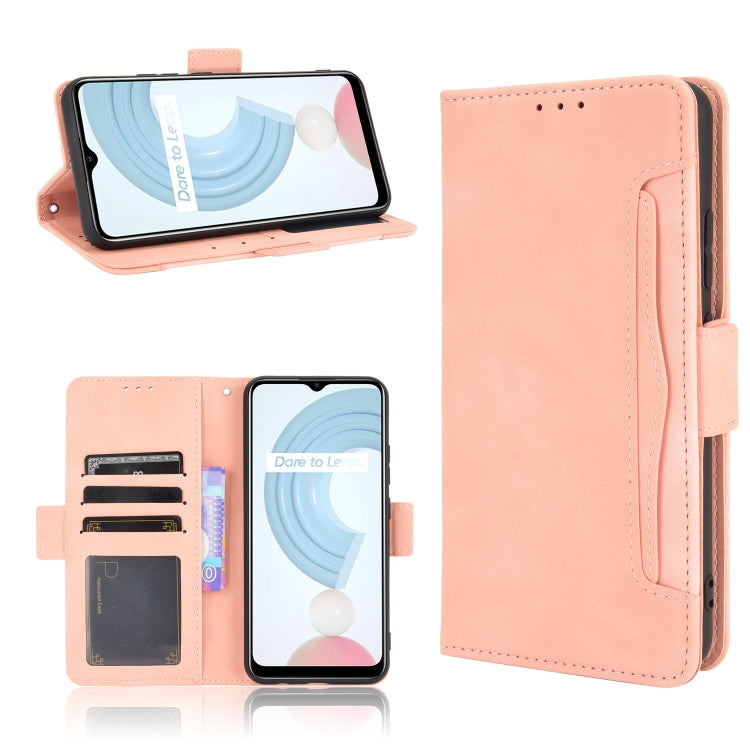 For OPPO Realme C21 Skin Feel Calf Pattern Horizontal Flip Leather Case with Holder & Card Slots & Photo Frame(Pink) - Realme Cases by buy2fix | Online Shopping UK | buy2fix
