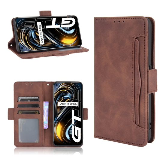 For OPPO Realme GT 5G Skin Feel Calf Pattern Horizontal Flip Leather Case with Holder & Card Slots & Photo Frame(Brown) - Realme Cases by buy2fix | Online Shopping UK | buy2fix