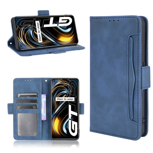 For OPPO Realme GT 5G Skin Feel Calf Pattern Horizontal Flip Leather Case with Holder & Card Slots & Photo Frame(Blue) - Realme Cases by buy2fix | Online Shopping UK | buy2fix