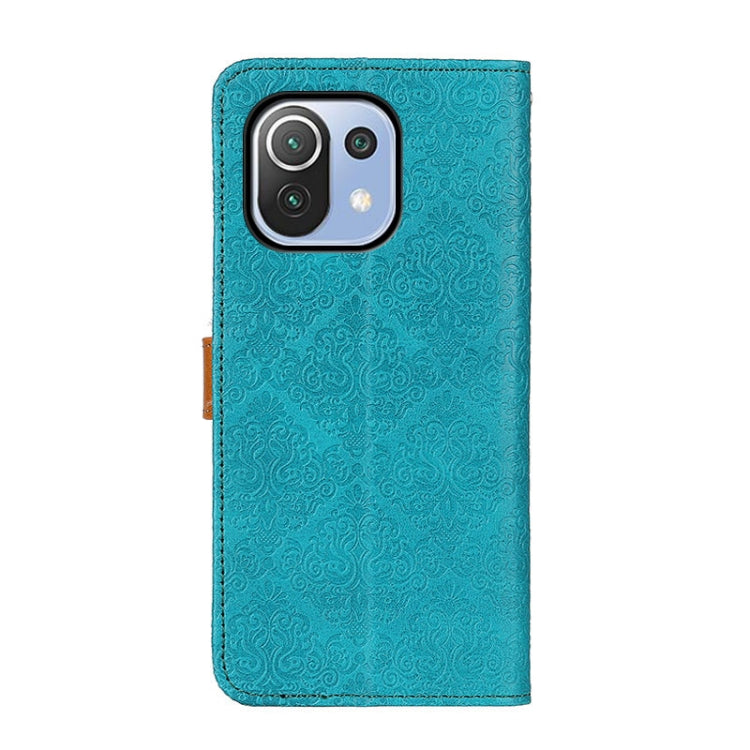 For Xiaomi Mi 11 Lite 5G / 4G European Floral Embossed Horizontal Flip PU Leather Case with Holder & Card Slots & Wallet & Photo Frame(Blue) - Xiaomi Cases by buy2fix | Online Shopping UK | buy2fix