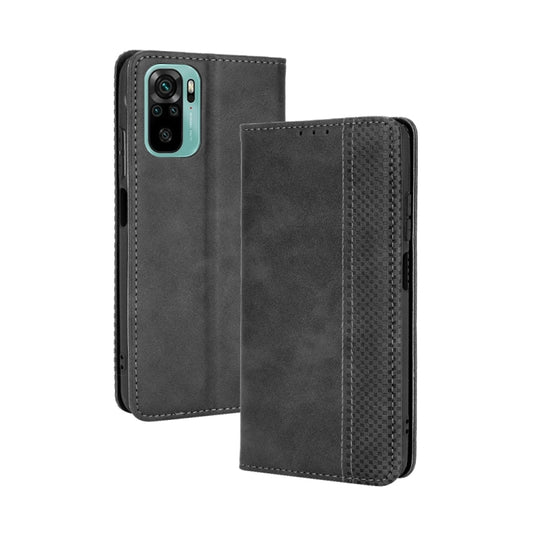 For Xiaomi Redmi Note 10 4G / Note 10S Magnetic Buckle Retro Crazy Horse Texture Horizontal Flip Leather Case with Holder & Card Slots & Photo Frame(Black) - Xiaomi Cases by buy2fix | Online Shopping UK | buy2fix