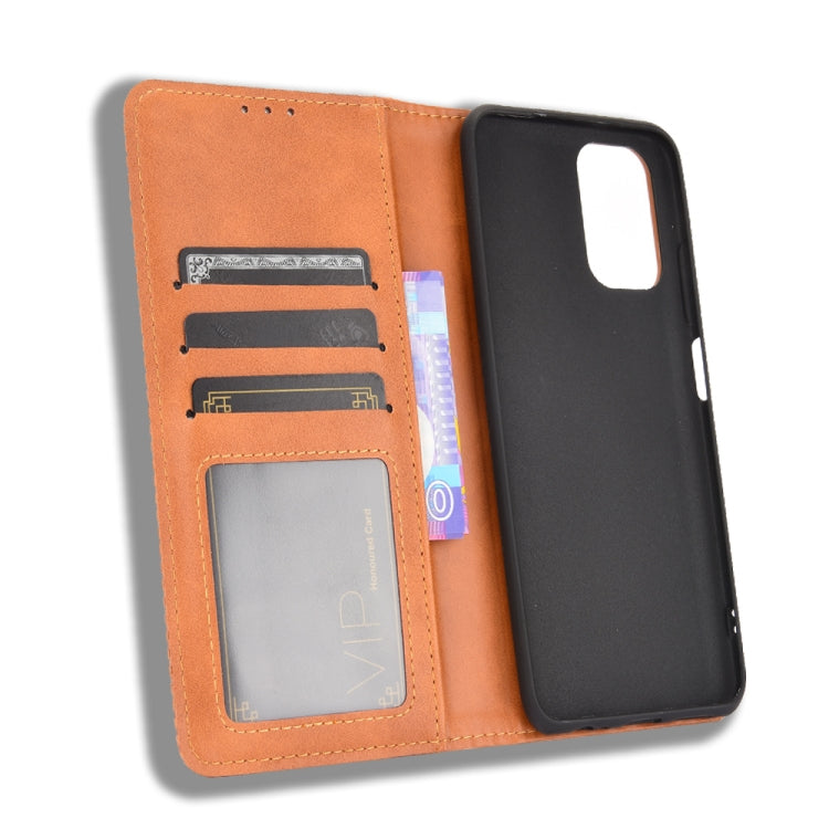 For Xiaomi Redmi Note 10 4G / Note 10S Magnetic Buckle Retro Crazy Horse Texture Horizontal Flip Leather Case with Holder & Card Slots & Photo Frame(Brown) - Xiaomi Cases by buy2fix | Online Shopping UK | buy2fix
