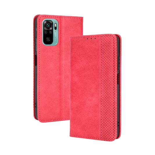 For Xiaomi Redmi Note 10 4G / Note 10S Magnetic Buckle Retro Crazy Horse Texture Horizontal Flip Leather Case with Holder & Card Slots & Photo Frame(Red) - Xiaomi Cases by buy2fix | Online Shopping UK | buy2fix