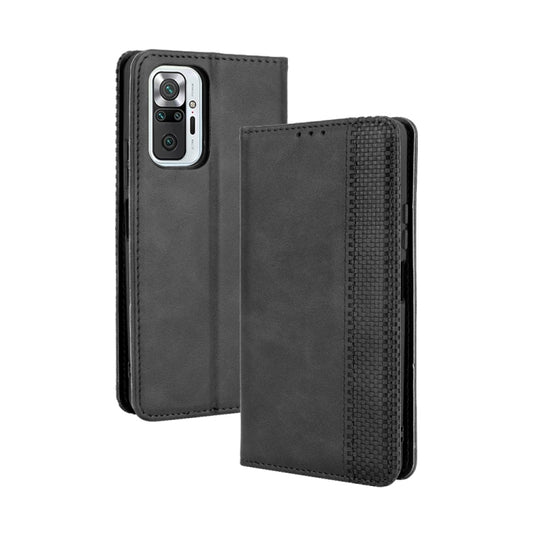 For Xiaomi Redmi Note 10 Pro/Note 10 Pro Max 4G Magnetic Buckle Retro Crazy Horse Texture Horizontal Flip Leather Case with Holder & Card Slots & Photo Frame(Black) - Xiaomi Cases by buy2fix | Online Shopping UK | buy2fix