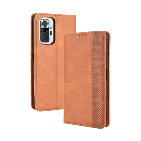 For Xiaomi Redmi Note 10 Pro/Note 10 Pro Max 4G Magnetic Buckle Retro Crazy Horse Texture Horizontal Flip Leather Case with Holder & Card Slots & Photo Frame(Brown) - Xiaomi Cases by buy2fix | Online Shopping UK | buy2fix