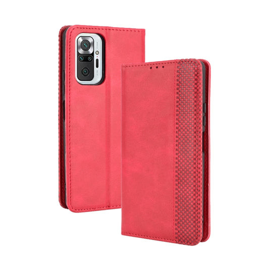 For Xiaomi Redmi Note 10 Pro/Note 10 Pro Max 4G Magnetic Buckle Retro Crazy Horse Texture Horizontal Flip Leather Case with Holder & Card Slots & Photo Frame(Red) - Xiaomi Cases by buy2fix | Online Shopping UK | buy2fix