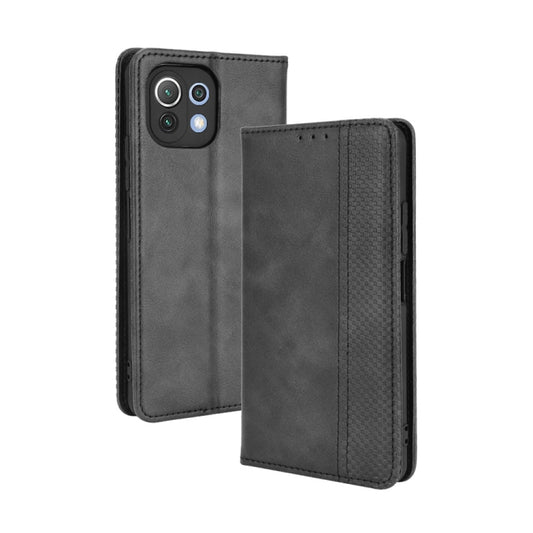 For Xiaomi Mi 11 Lite 5G / 4G Magnetic Buckle Retro Crazy Horse Texture Horizontal Flip Leather Case with Holder & Card Slots & Photo Frame(Black) - Xiaomi Cases by buy2fix | Online Shopping UK | buy2fix