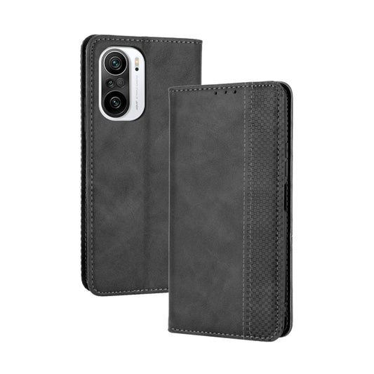 For Xiaomi Mi 11i/ Poco F3 / Redmi K40 / K40 Pro / K40 Pro+ Magnetic Buckle Retro Crazy Horse Texture Horizontal Flip Leather Case with Holder & Card Slots & Photo Frame(Black) - Xiaomi Cases by buy2fix | Online Shopping UK | buy2fix