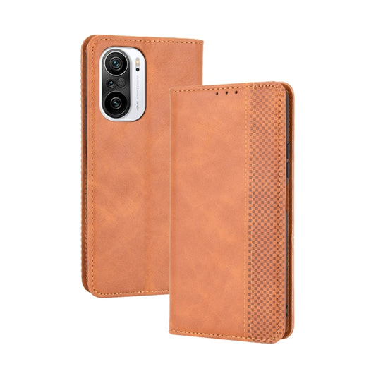 For Xiaomi Mi 11i / Poco F3 / Redmi K40 / K40 Pro / K40 Pro+ Magnetic Buckle Retro Crazy Horse Texture Horizontal Flip Leather Case with Holder & Card Slots & Photo Frame(Brown) - Xiaomi Cases by buy2fix | Online Shopping UK | buy2fix