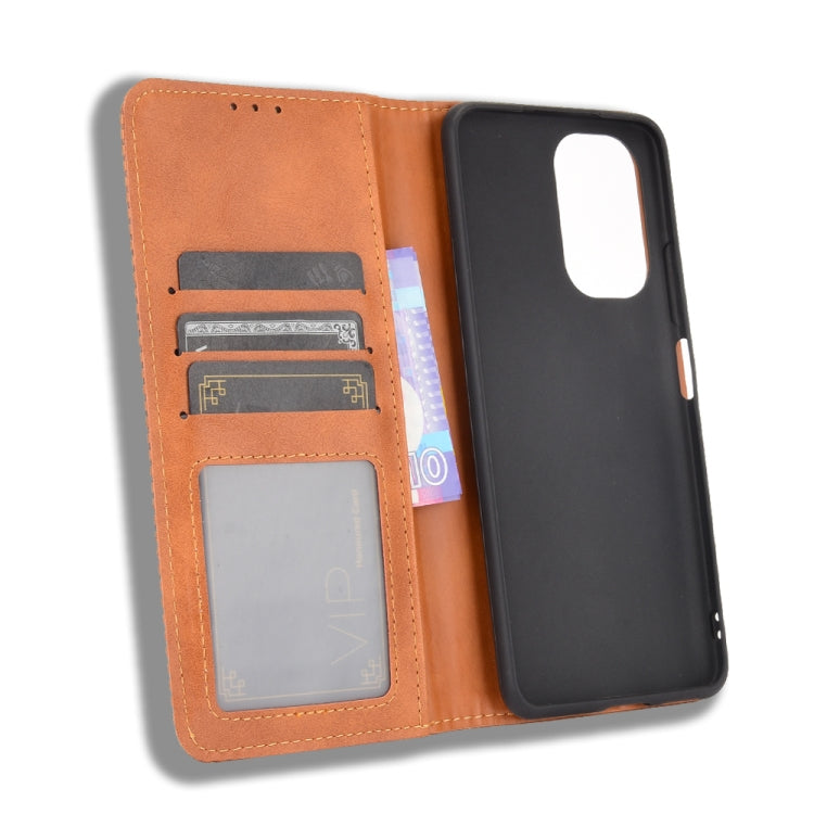 For Xiaomi Mi 11i / Poco F3 / Redmi K40 / K40 Pro / K40 Pro+ Magnetic Buckle Retro Crazy Horse Texture Horizontal Flip Leather Case with Holder & Card Slots & Photo Frame(Brown) - Xiaomi Cases by buy2fix | Online Shopping UK | buy2fix