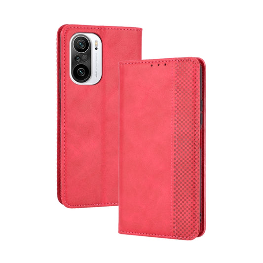 For Xiaomi Mi 11i / Poco F3 / Redmi K40 / K40 Pro / K40 Pro+ Magnetic Buckle Retro Crazy Horse Texture Horizontal Flip Leather Case with Holder & Card Slots & Photo Frame(Red) - Xiaomi Cases by buy2fix | Online Shopping UK | buy2fix