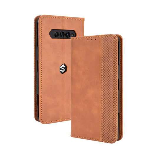 For Xiaomi Black Shark 4 / Black Shark 4 Pro Magnetic Buckle Retro Crazy Horse Texture Horizontal Flip Leather Case with Holder & Card Slots & Photo Frame(Brown) - Xiaomi Cases by buy2fix | Online Shopping UK | buy2fix