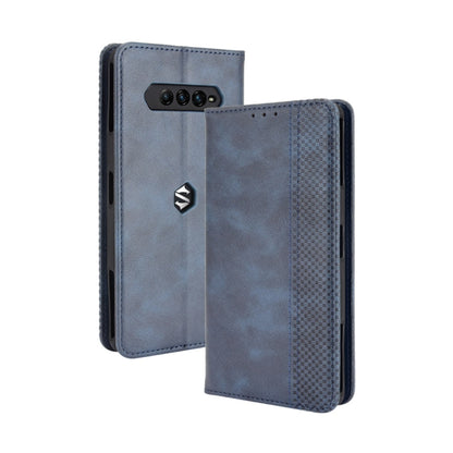 For Xiaomi Black Shark 4 / Black Shark 4 Pro Magnetic Buckle Retro Crazy Horse Texture Horizontal Flip Leather Case with Holder & Card Slots & Photo Frame(Blue) - Xiaomi Cases by buy2fix | Online Shopping UK | buy2fix