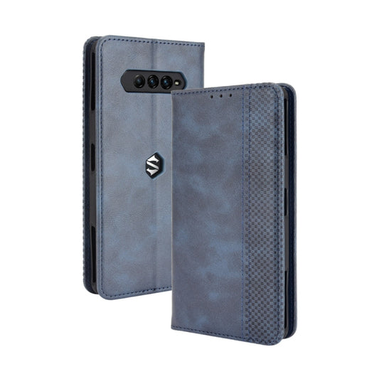 For Xiaomi Black Shark 4 / Black Shark 4 Pro Magnetic Buckle Retro Crazy Horse Texture Horizontal Flip Leather Case with Holder & Card Slots & Photo Frame(Blue) - Xiaomi Cases by buy2fix | Online Shopping UK | buy2fix