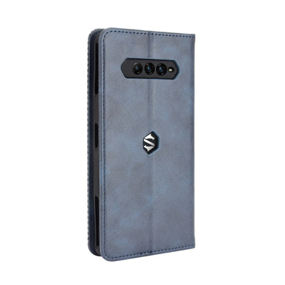 For Xiaomi Black Shark 4 / Black Shark 4 Pro Magnetic Buckle Retro Crazy Horse Texture Horizontal Flip Leather Case with Holder & Card Slots & Photo Frame(Blue) - Xiaomi Cases by buy2fix | Online Shopping UK | buy2fix