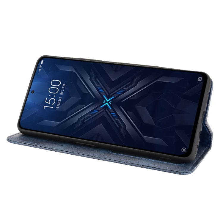 For Xiaomi Black Shark 4 / Black Shark 4 Pro Magnetic Buckle Retro Crazy Horse Texture Horizontal Flip Leather Case with Holder & Card Slots & Photo Frame(Blue) - Xiaomi Cases by buy2fix | Online Shopping UK | buy2fix