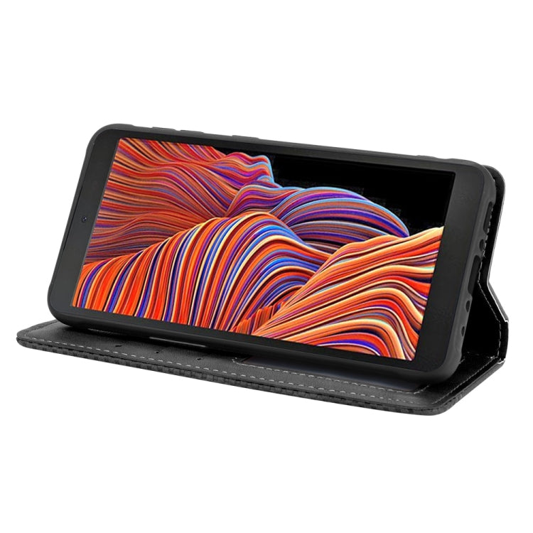 For Samsung Galaxy Xcover 5 Magnetic Buckle Retro Crazy Horse Texture Horizontal Flip Leather Case with Holder & Card Slots & Photo Frame(Black) by buy2fix