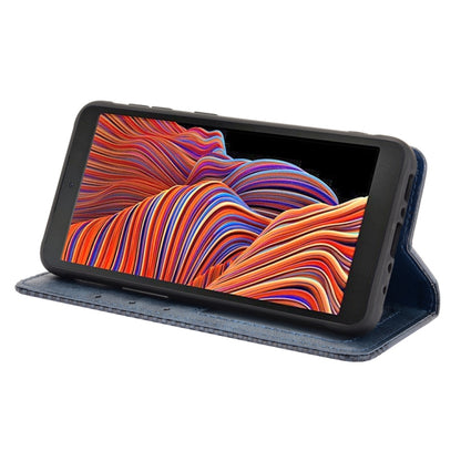 For Samsung Galaxy Xcover 5 Magnetic Buckle Retro Crazy Horse Texture Horizontal Flip Leather Case with Holder & Card Slots & Photo Frame(Blue) by buy2fix