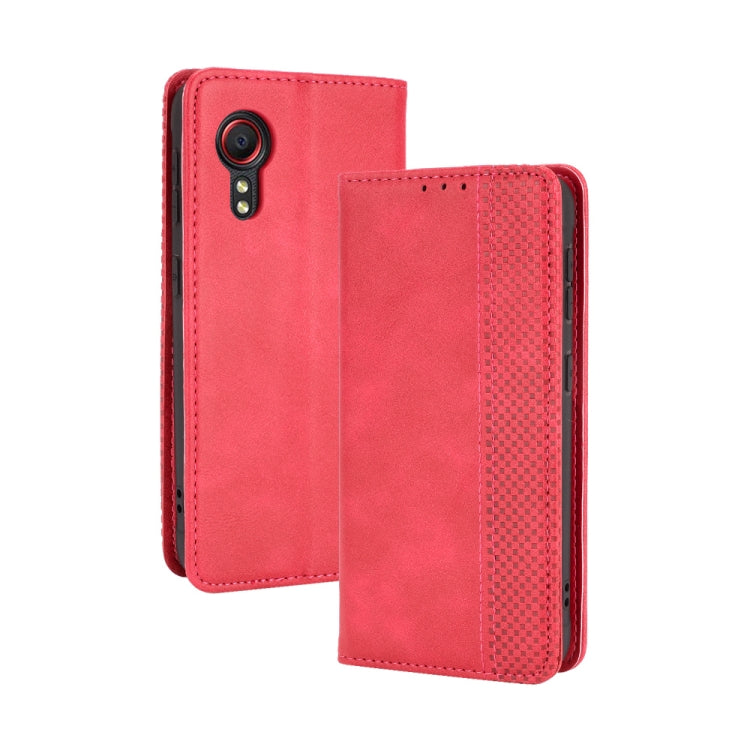 For Samsung Galaxy Xcover 5 Magnetic Buckle Retro Crazy Horse Texture Horizontal Flip Leather Case with Holder & Card Slots & Photo Frame(Red) by buy2fix