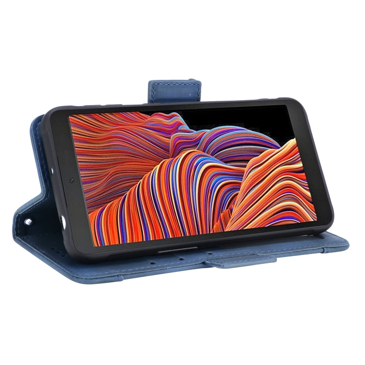 For Samsung Galaxy Xcover 5 Skin Feel Calf Pattern Horizontal Flip Leather Case with Holder & Card Slots & Photo Frame(Blue) by buy2fix