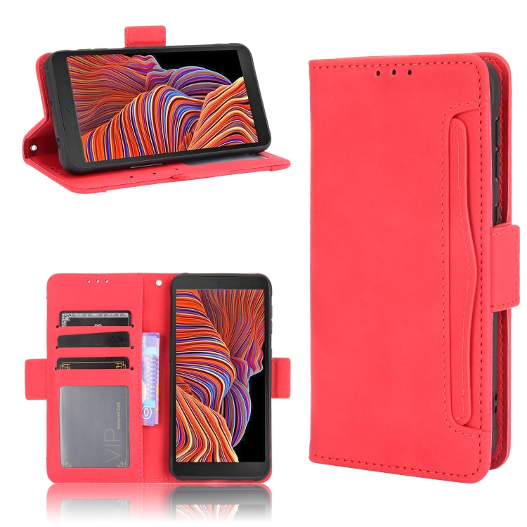 For Samsung Galaxy Xcover 5 Skin Feel Calf Pattern Horizontal Flip Leather Case with Holder & Card Slots & Photo Frame(Red) by buy2fix