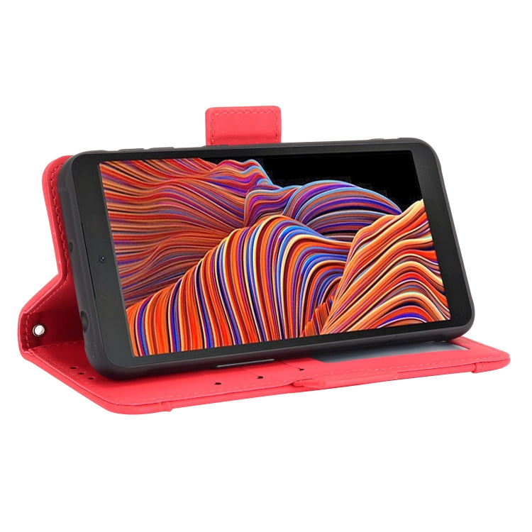 For Samsung Galaxy Xcover 5 Skin Feel Calf Pattern Horizontal Flip Leather Case with Holder & Card Slots & Photo Frame(Red) by buy2fix