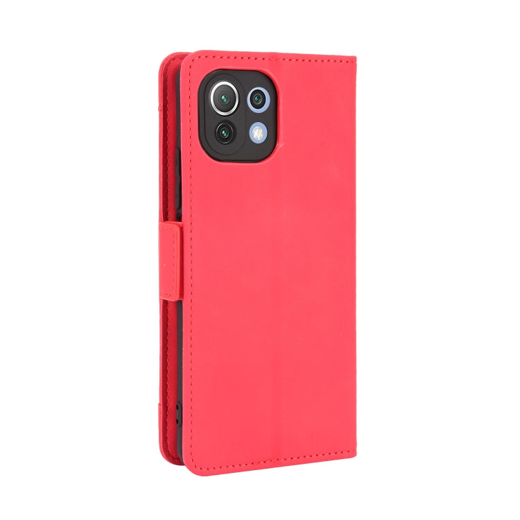 For Xiaomi Mi 11 Lite 4G / Mi 11 Lite 5G Skin Feel Calf Pattern Horizontal Flip Leather Case with Holder & Card Slots & Photo Frame(Red) - Xiaomi Cases by buy2fix | Online Shopping UK | buy2fix