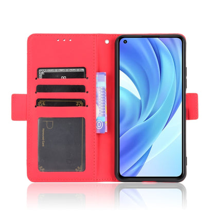 For Xiaomi Mi 11 Lite 4G / Mi 11 Lite 5G Skin Feel Calf Pattern Horizontal Flip Leather Case with Holder & Card Slots & Photo Frame(Red) - Xiaomi Cases by buy2fix | Online Shopping UK | buy2fix
