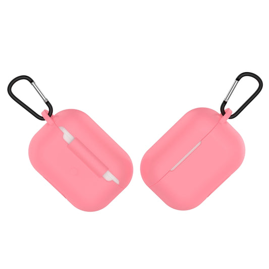 Solid Color Silicone Earphone Protective Case for AirPods Pro, with Hook(Pink) - For AirPods Pro by buy2fix | Online Shopping UK | buy2fix