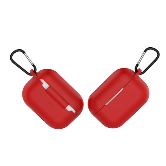 Solid Color Silicone Earphone Protective Case for AirPods Pro, with Hook(Red) - For AirPods Pro by buy2fix | Online Shopping UK | buy2fix
