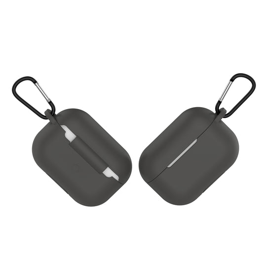 Solid Color Silicone Earphone Protective Case for AirPods Pro, with Hook(Dark Gray) - For AirPods Pro by buy2fix | Online Shopping UK | buy2fix