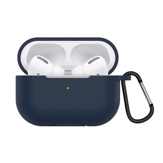 Solid Color Silicone Earphone Protective Case for AirPods Pro, with Hook(Midnight Blue) - For AirPods Pro by buy2fix | Online Shopping UK | buy2fix