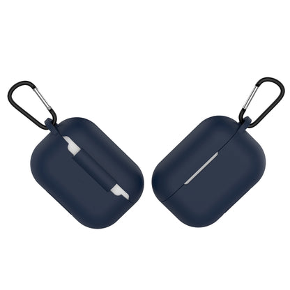 Solid Color Silicone Earphone Protective Case for AirPods Pro, with Hook(Midnight Blue) - For AirPods Pro by buy2fix | Online Shopping UK | buy2fix