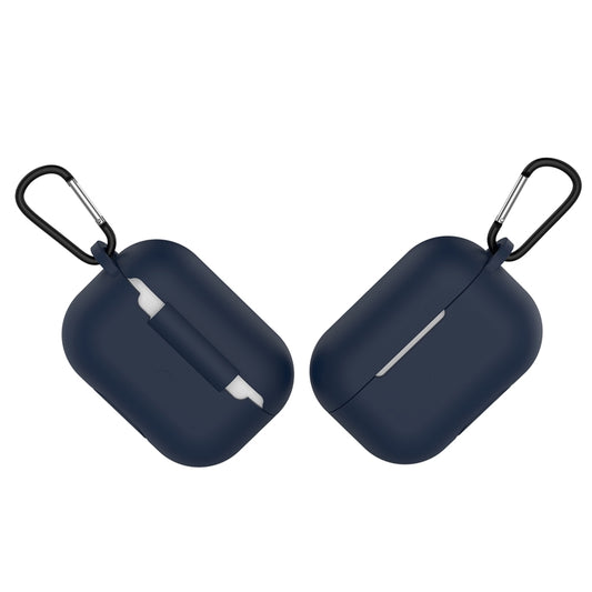 Solid Color Silicone Earphone Protective Case for AirPods Pro, with Hook(Midnight Blue) - For AirPods Pro by buy2fix | Online Shopping UK | buy2fix