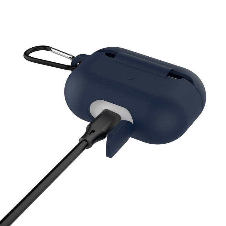 Solid Color Silicone Earphone Protective Case for AirPods Pro, with Hook(Midnight Blue) - For AirPods Pro by buy2fix | Online Shopping UK | buy2fix