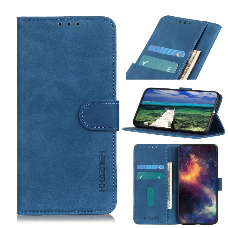 For Samsung Galaxy S21 FE KHAZNEH Retro Texture PU + TPU Horizontal Flip Leather Case with Holder & Card Slots & Wallet(Blue) by buy2fix