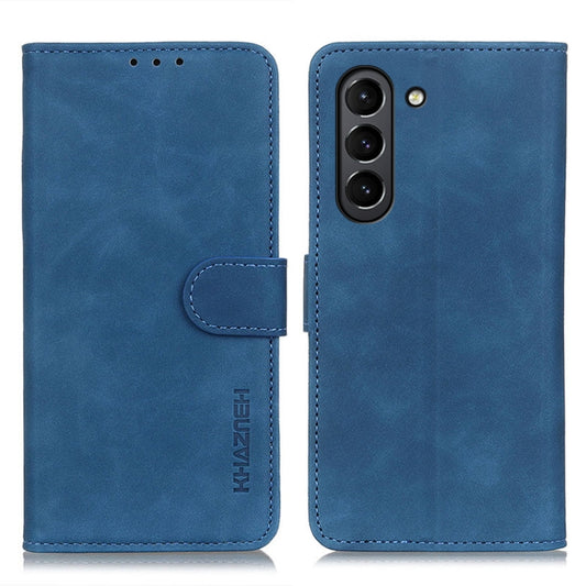 For Samsung Galaxy S21 FE KHAZNEH Retro Texture PU + TPU Horizontal Flip Leather Case with Holder & Card Slots & Wallet(Blue) by buy2fix