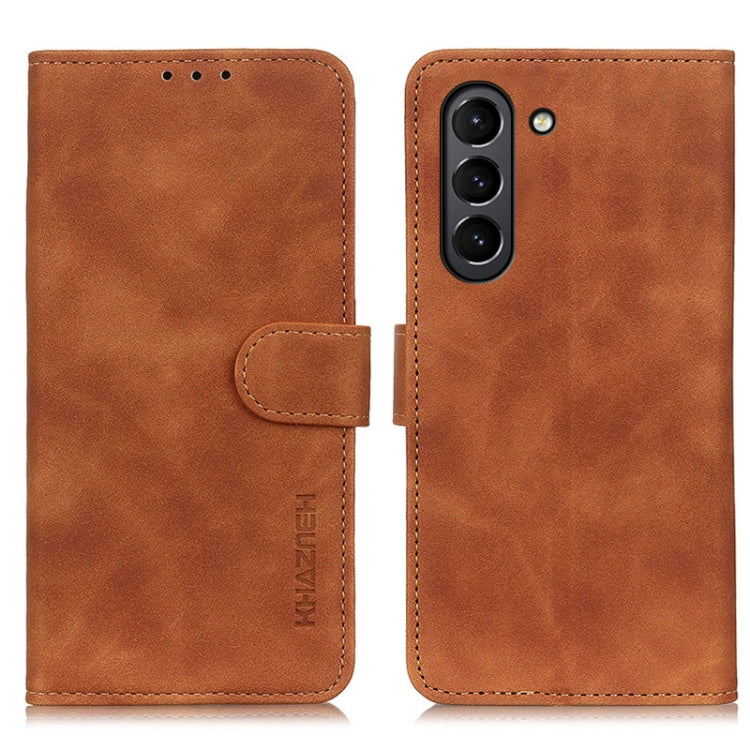 For Samsung Galaxy S21 FE KHAZNEH Retro Texture PU + TPU Horizontal Flip Leather Case with Holder & Card Slots & Wallet(Brown) by buy2fix