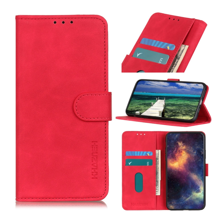 For Samsung Galaxy S21 FE KHAZNEH Retro Texture PU + TPU Horizontal Flip Leather Case with Holder & Card Slots & Wallet(Red) by buy2fix