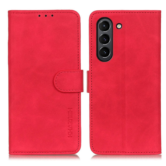 For Samsung Galaxy S21 FE KHAZNEH Retro Texture PU + TPU Horizontal Flip Leather Case with Holder & Card Slots & Wallet(Red) by buy2fix