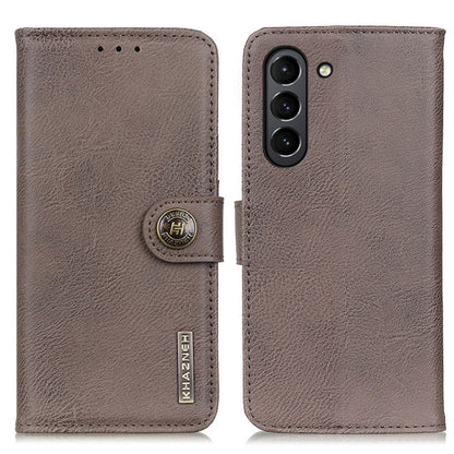 For Samsung Galaxy S21 FE KHAZNEH Cowhide Texture Horizontal Flip Leather Case with Holder & Card Slots & Wallet(Khaki) by buy2fix