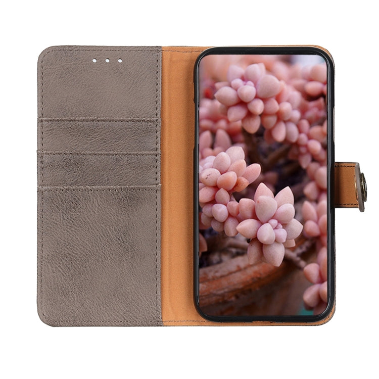 For Samsung Galaxy S21 FE KHAZNEH Cowhide Texture Horizontal Flip Leather Case with Holder & Card Slots & Wallet(Khaki) by buy2fix