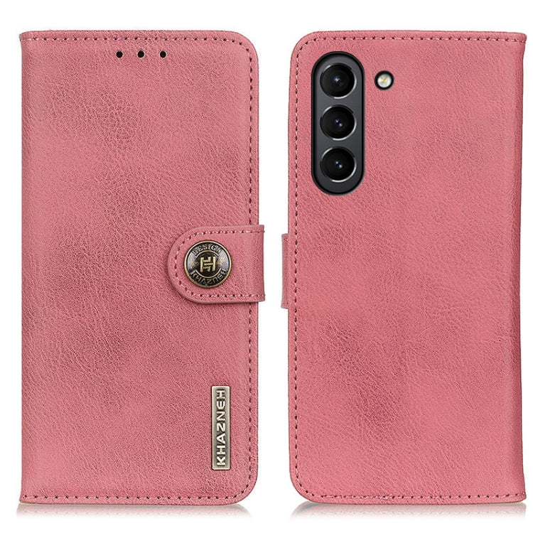 For Samsung Galaxy S21 FE KHAZNEH Cowhide Texture Horizontal Flip Leather Case with Holder & Card Slots & Wallet(Pink) by buy2fix