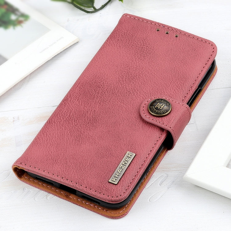 For Samsung Galaxy S21 FE KHAZNEH Cowhide Texture Horizontal Flip Leather Case with Holder & Card Slots & Wallet(Pink) by buy2fix