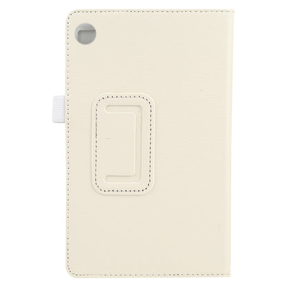 For Lenovo Tab M7 Litchi Texture Solid Color Horizontal Flip Leather Case with Holder & Pen Slot(White) - Lenovo by buy2fix | Online Shopping UK | buy2fix